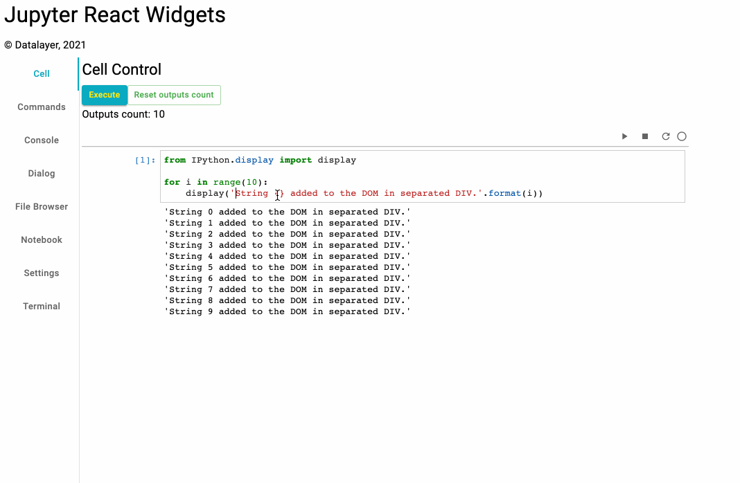 Jupyter React Widgets Gallery